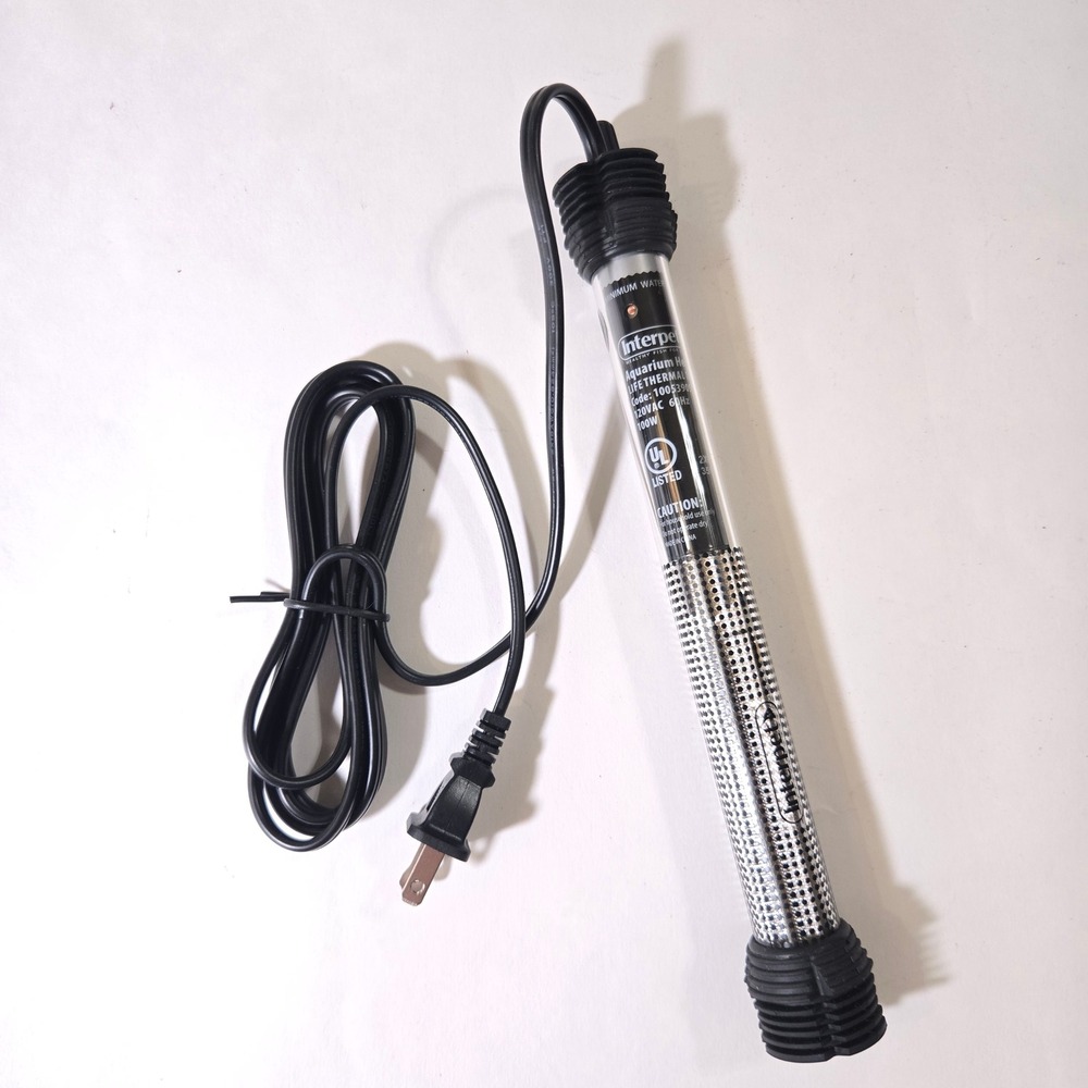 Interpet Life Thermal 100W Submersible Heater Black Silver 10in Fish Tank GUC